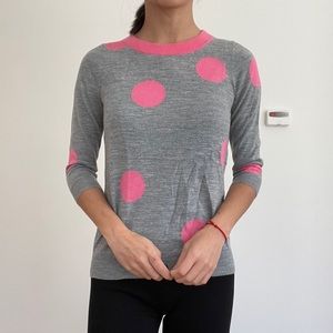 J crew wool gray sweater with polka dots xs